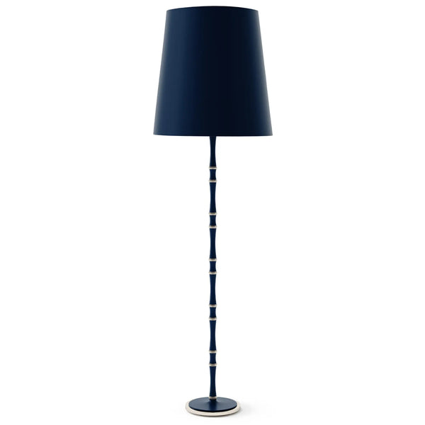 Matte Midnight Blue painted aluminum floor lamp with polished nickel accents, Matte Midnight Blue Painted Shade — Kane Grande by Robert Abbey