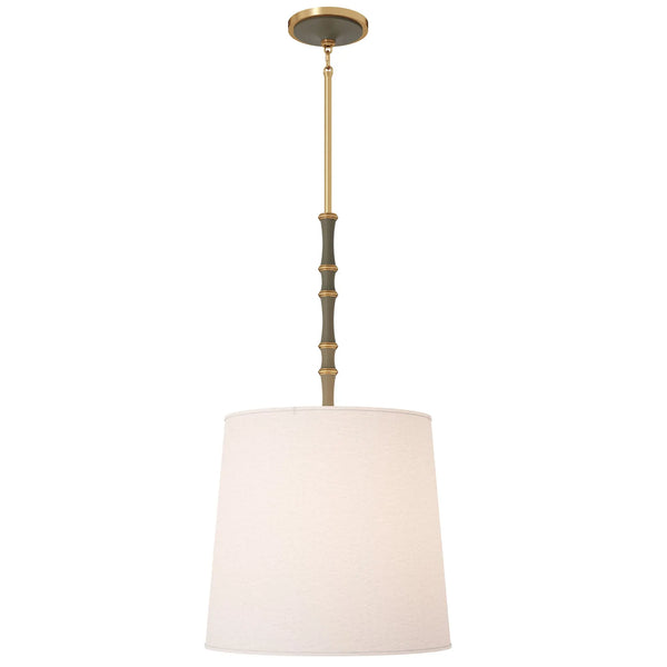 Matte Smokey Taupe painted aluminum pendant light with modern brass accents, Fondine — Kane Grande by Robert Abbey