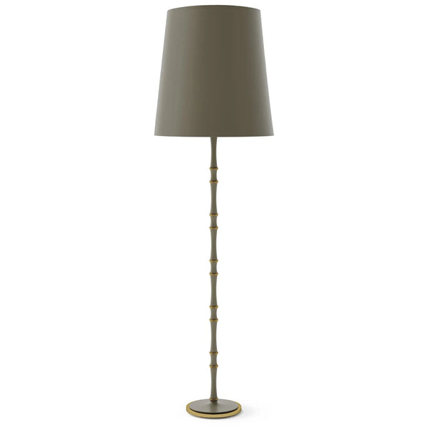 Matte Smokey Taupe painted aluminum floor lamp with modern brass accents, Matte Smokey Taupe Painted Shade — Kane Grande by Robert Abbey