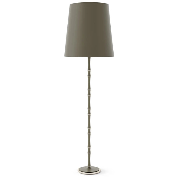 Matte Smokey Taupe painted aluminum floor lamp with polished nickel accents, Matte Smokey Taupe Painted Shade — Kane Grande by Robert Abbey