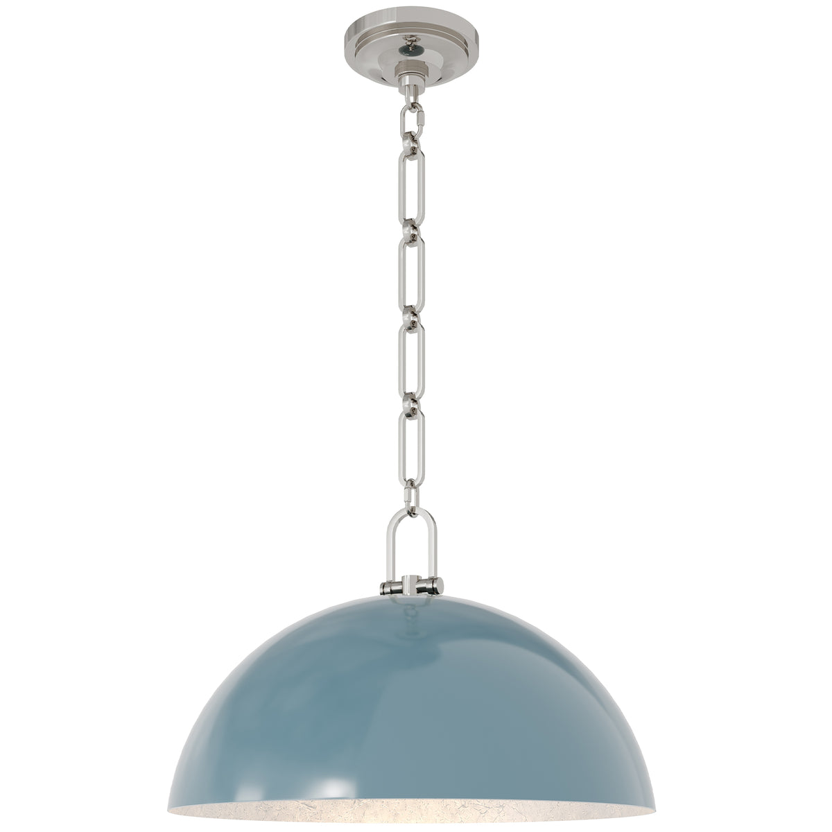 Anderson 18" Dome Pendant in Steel Blue with Polished Nickel