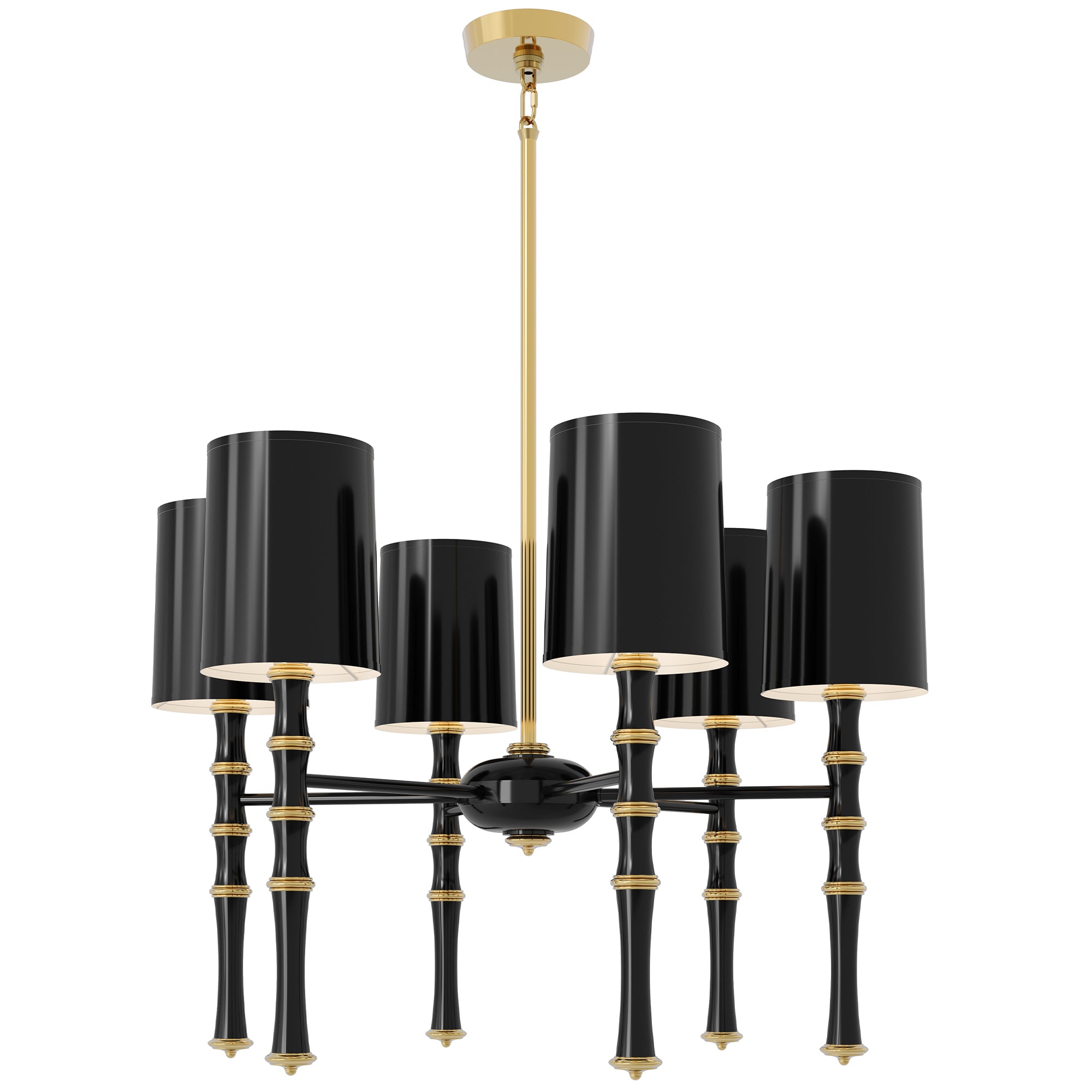Obsidian painted aluminum chandelier with modern brass accents, Obsidian Painted Shade — Kane by Robert Abbey