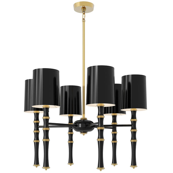 Obsidian painted aluminum chandelier with modern brass accents, Obsidian Painted Shade — Kane by Robert Abbey