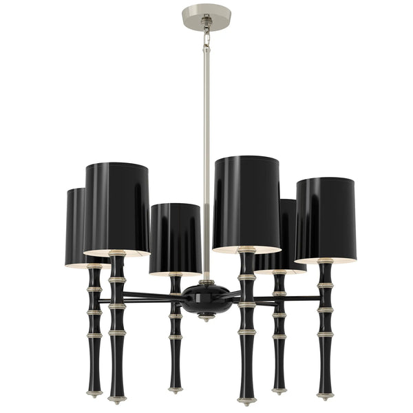 Obsidian painted aluminum chandelier with polished nickel accents, Obsidian Painted Shade — Kane by Robert Abbey
