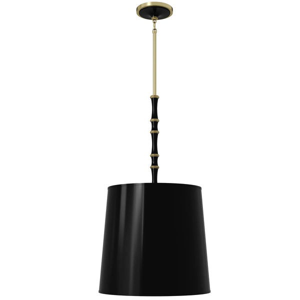 Obsidian painted aluminum pendant light with modern brass accents, Obsidian Painted Shade — Kane Grande by Robert Abbey