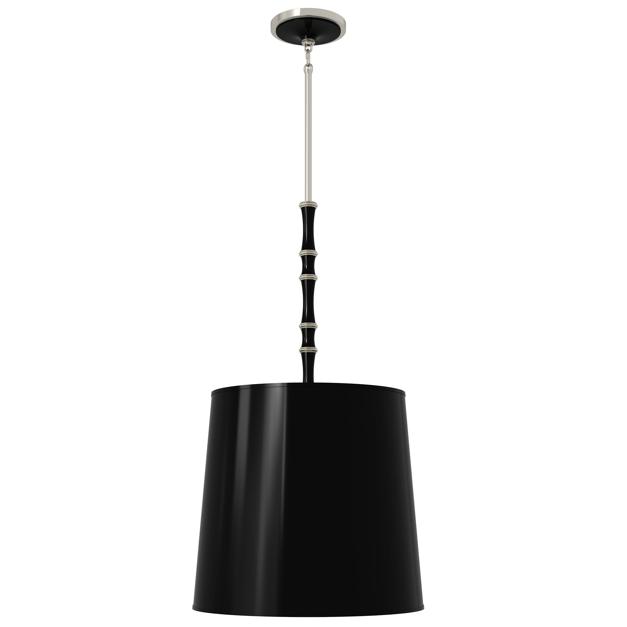 Obsidian painted aluminum pendant light with polished nickel accents, Obsidian Painted Shade — Kane Grande by Robert Abbey