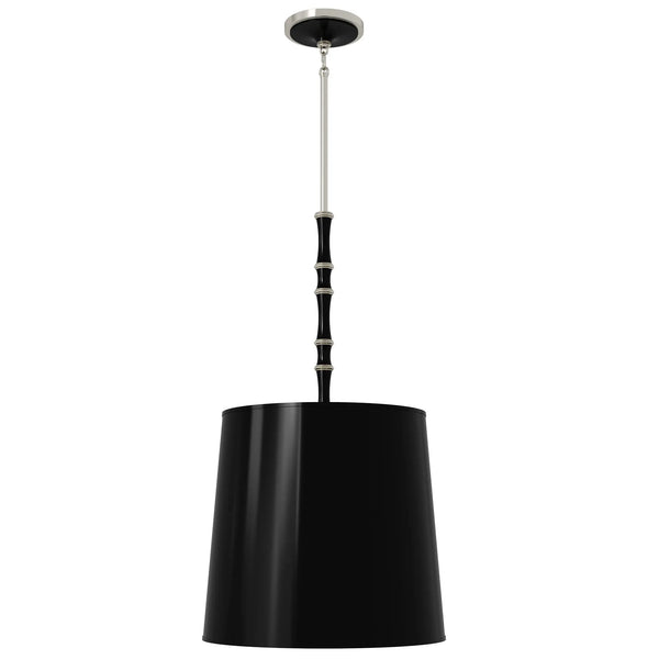 Obsidian painted aluminum pendant light with polished nickel accents, Obsidian Painted Shade — Kane Grande by Robert Abbey