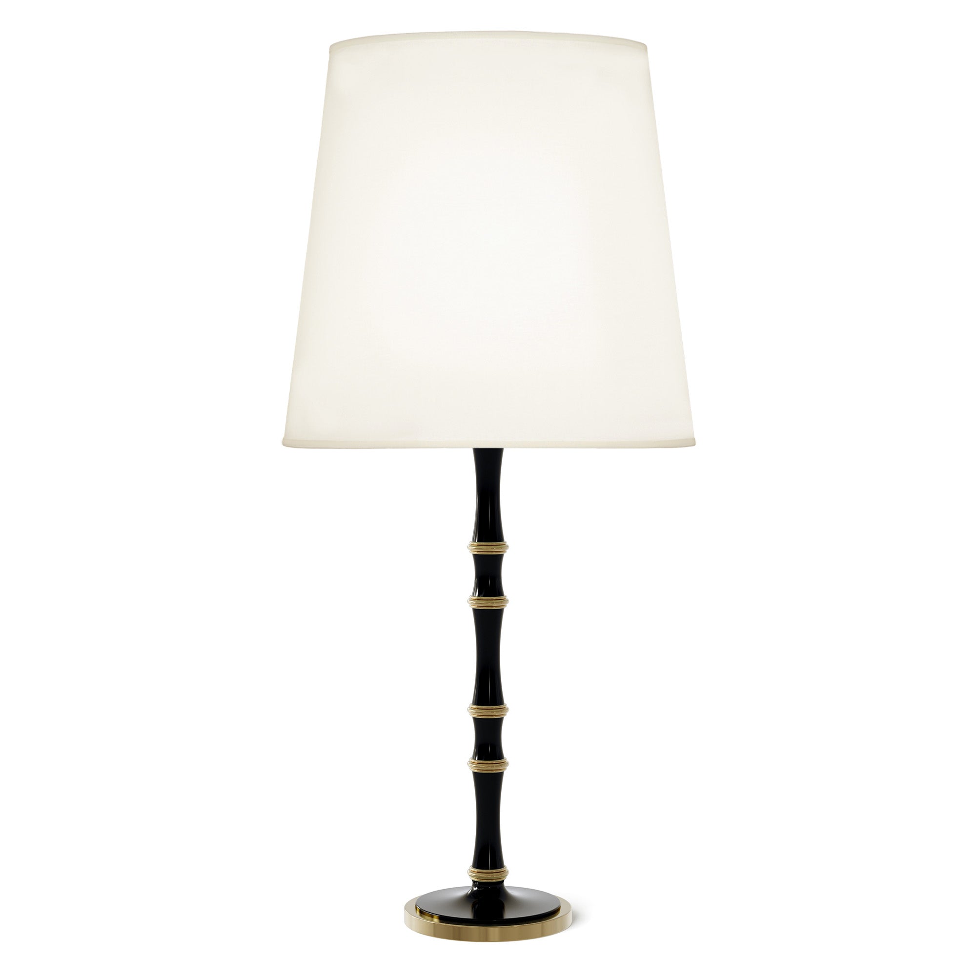 Obsidian painted aluminum table lamp with modern brass accents, Fondine — Kane Grande by Robert Abbey