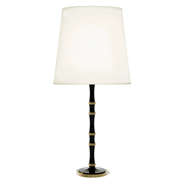Obsidian painted aluminum table lamp with modern brass accents, Fondine — Kane Grande by Robert Abbey