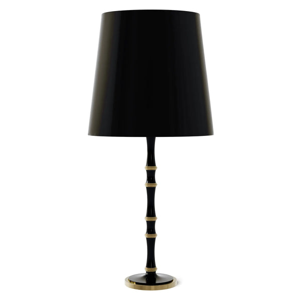 Obsidian painted aluminum table lamp with modern brass accents, Obsidian Painted Shade — Kane Grande by Robert Abbey
