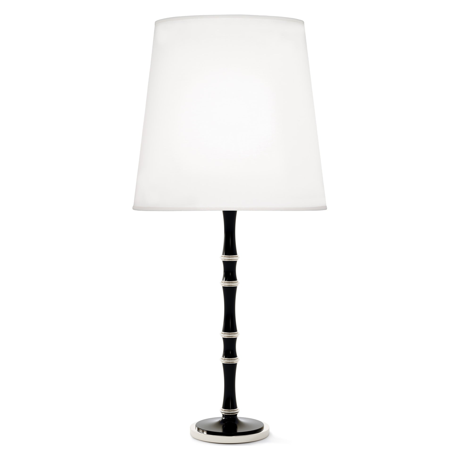 Obsidian painted aluminum table lamp with polished nickel accents, Ascot White — Kane Grande by Robert Abbey