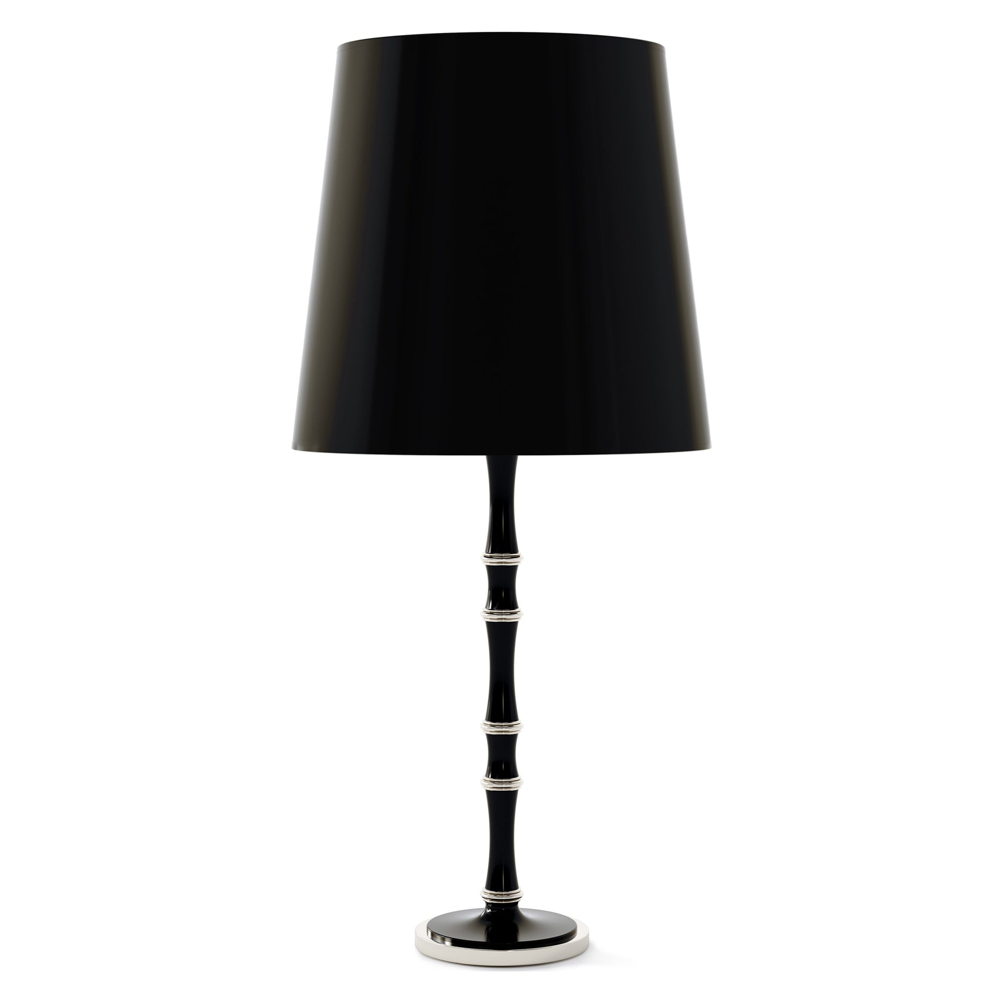 Obsidian painted aluminum table lamp with polished nickel accents, Obsidian Painted Shade — Kane Grande by Robert Abbey