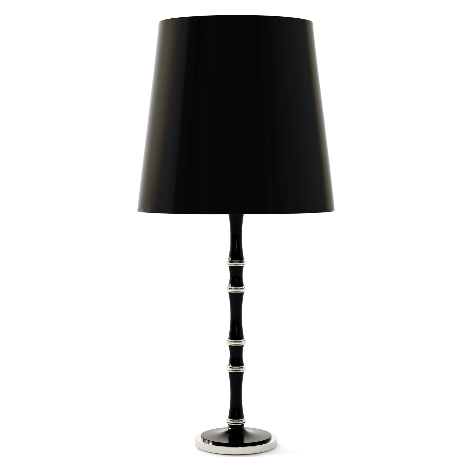 Obsidian painted aluminum table lamp with polished nickel accents, Obsidian Painted Shade — Kane Grande by Robert Abbey