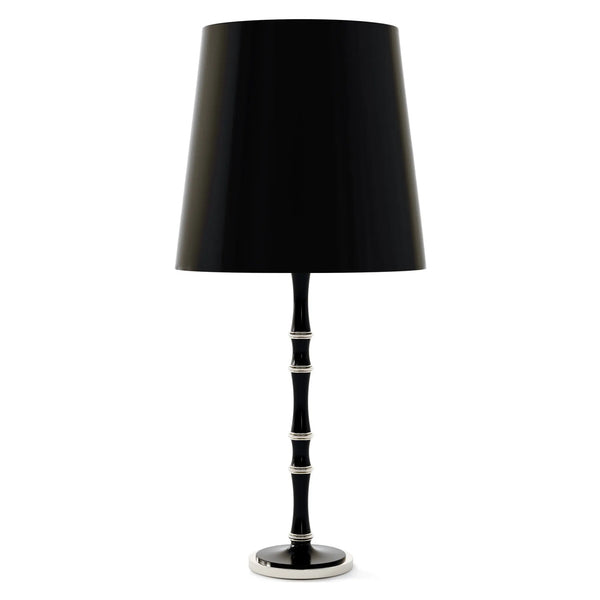 Obsidian painted aluminum table lamp with polished nickel accents, Obsidian Painted Shade — Kane Grande by Robert Abbey