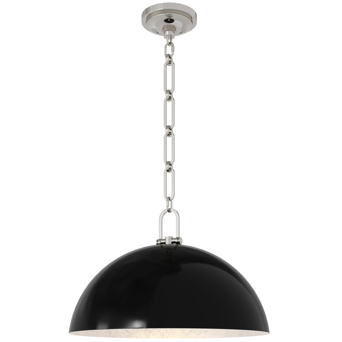 Anderson 18" Dome Pendant in Obsidian with Polished Nickel