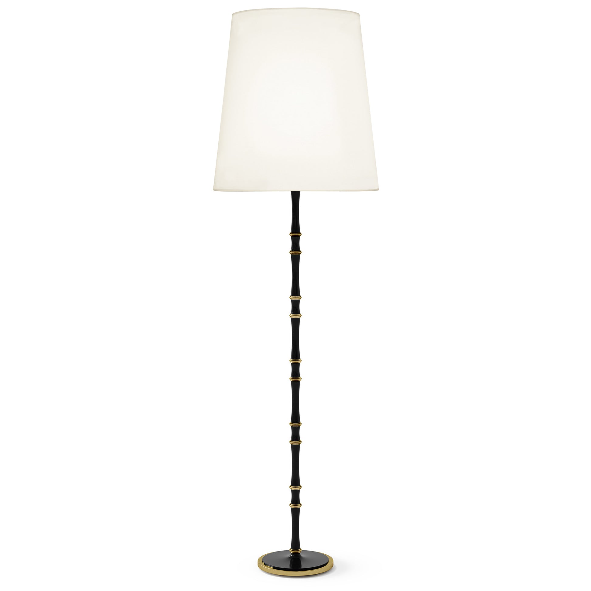 Obsidian painted aluminum floor lamp with modern brass accents, Fondine — Kane Grande by Robert Abbey