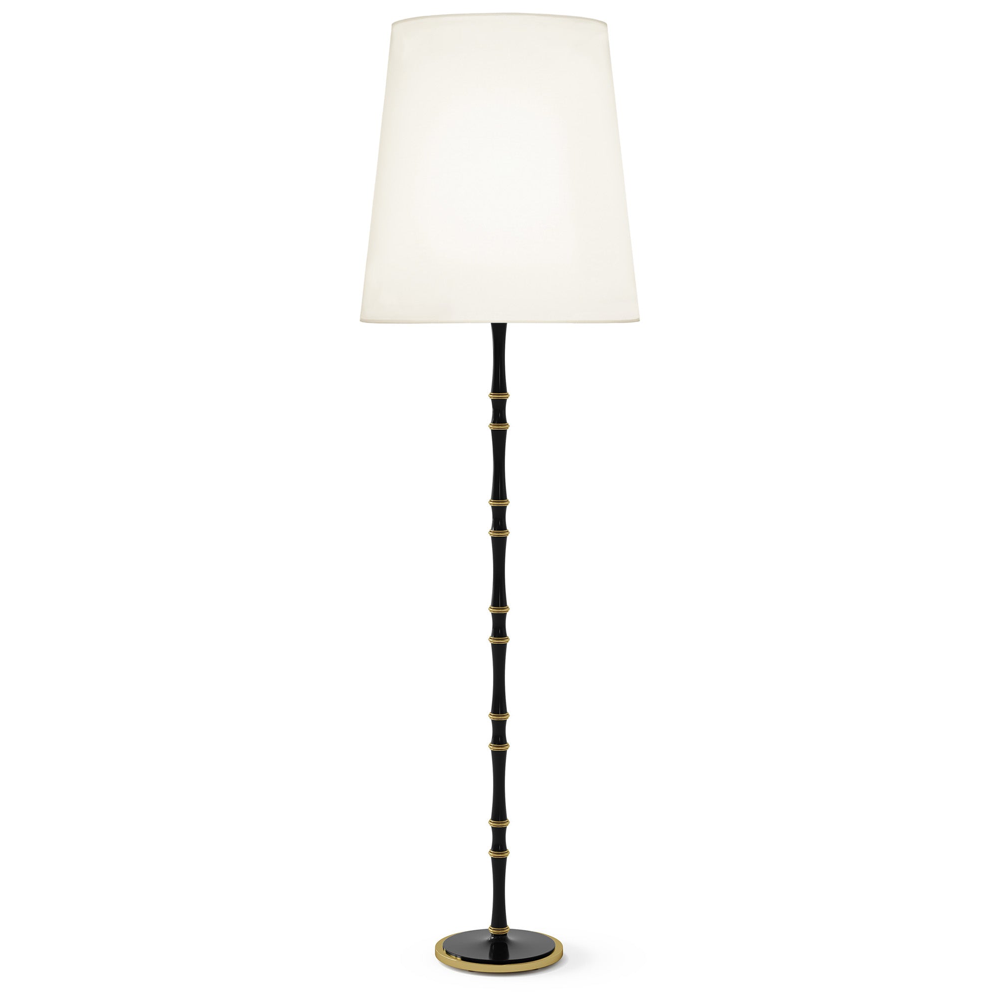 Obsidian painted aluminum floor lamp with modern brass accents, Fondine — Kane Grande by Robert Abbey