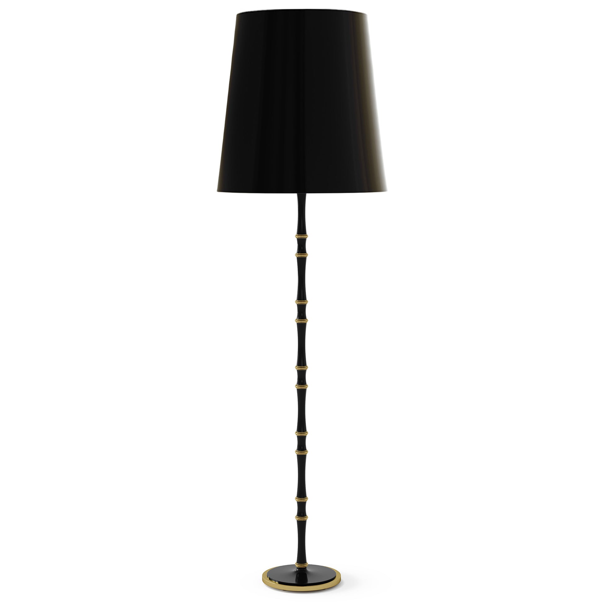 Obsidian painted aluminum floor lamp with modern brass accents, Obsidian Painted Shade — Kane Grande by Robert Abbey