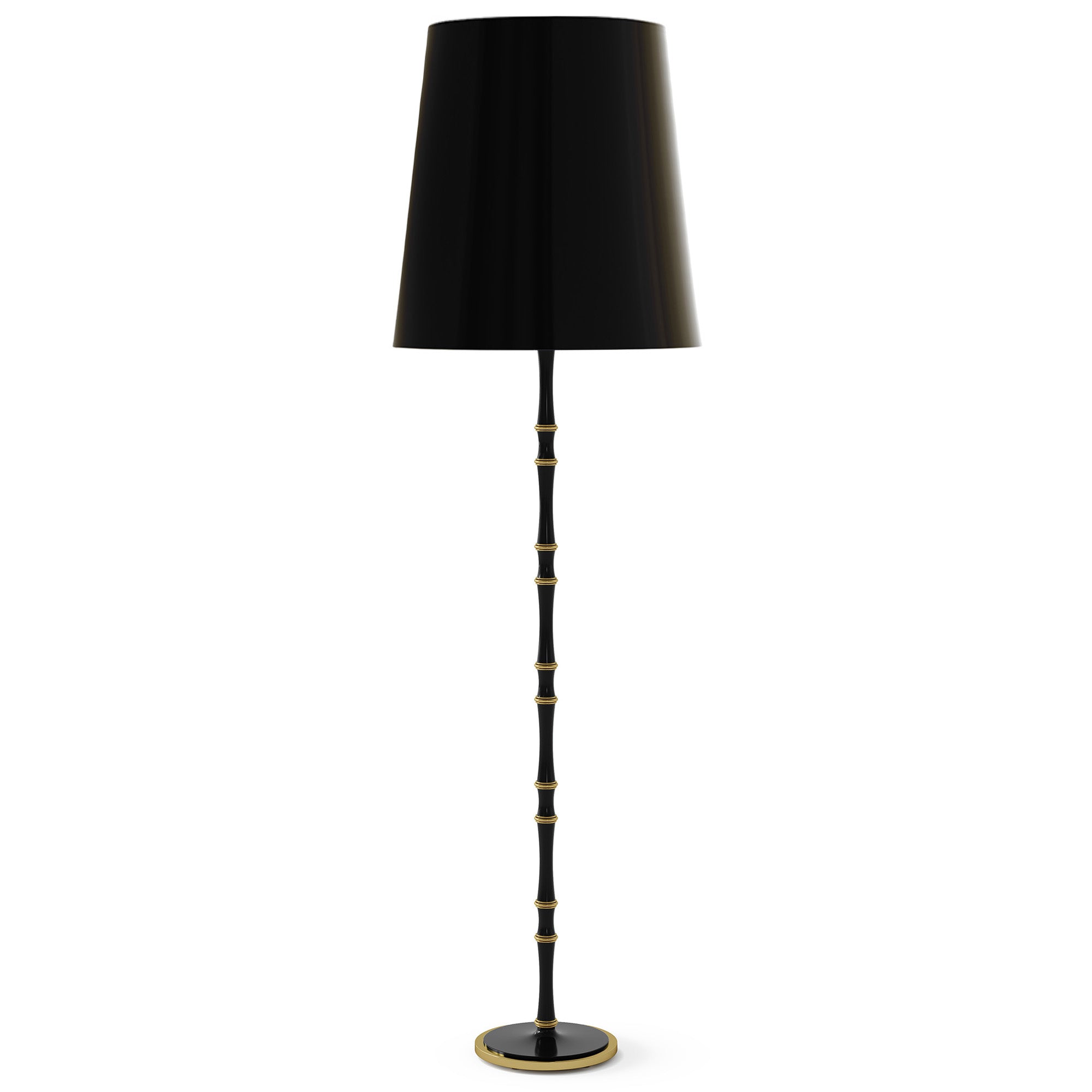 Obsidian painted aluminum floor lamp with modern brass accents, Obsidian Painted Shade — Kane Grande by Robert Abbey