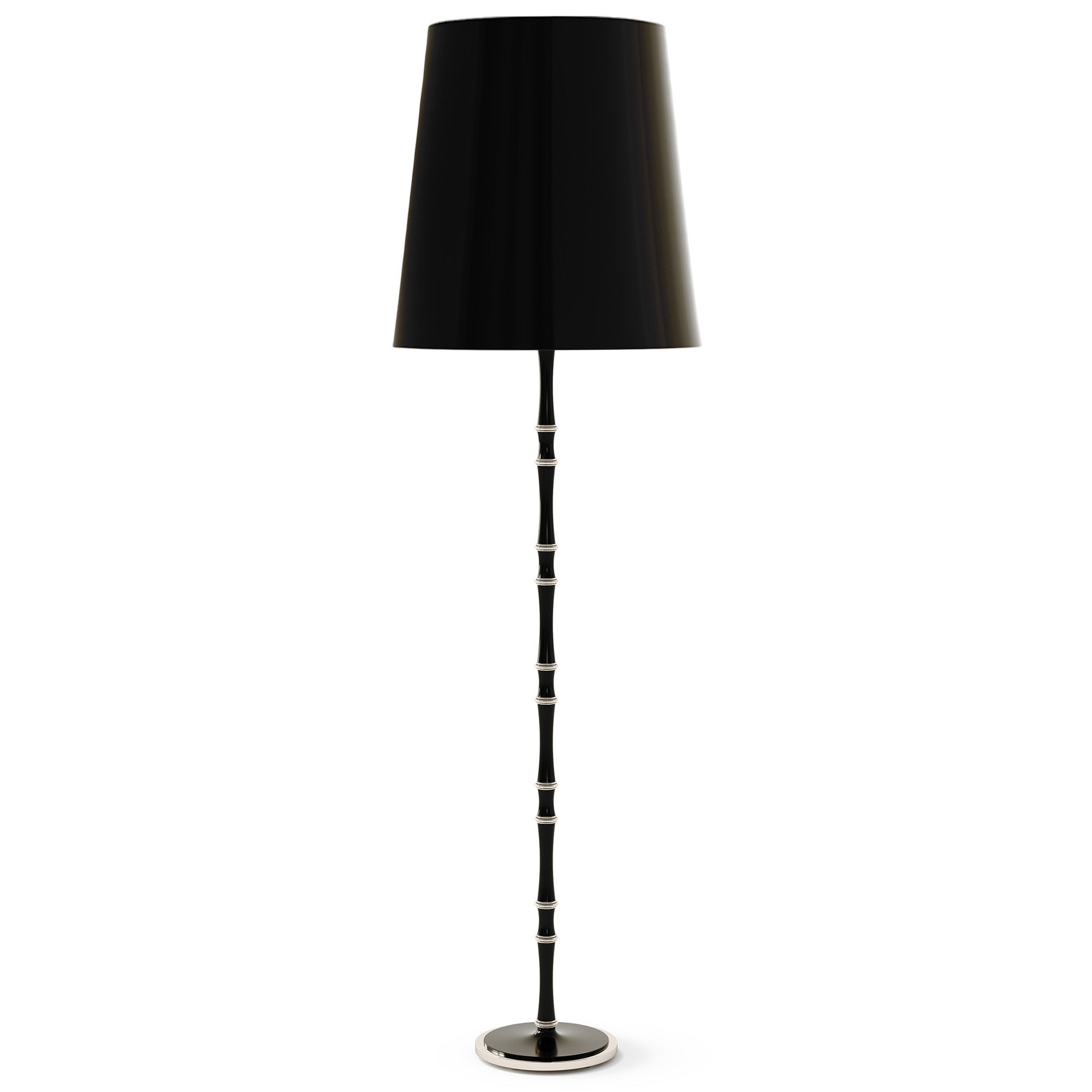 Obsidian painted aluminum floor lamp with polished nickel accents, Obsidian Painted Shade — Kane Grande by Robert Abbey