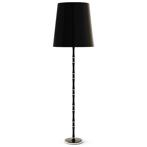 Obsidian painted aluminum floor lamp with polished nickel accents, Obsidian Painted Shade — Kane Grande by Robert Abbey
