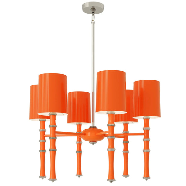 Pumpkin painted aluminum chandelier with polished nickel accents, Pumpkin Painted Shade — Kane by Robert Abbey