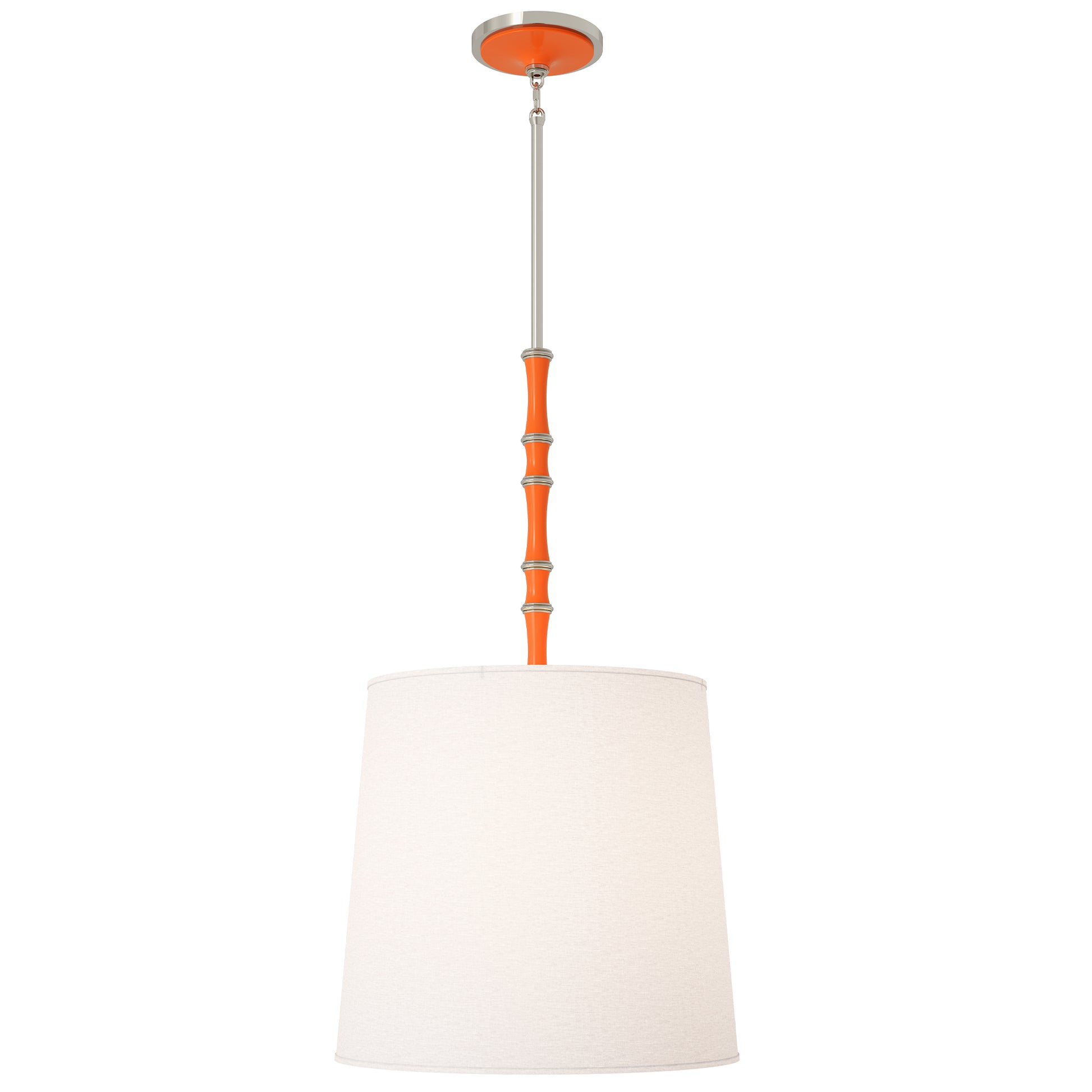 Pumpkin painted aluminum pendant light with polished nickel accents, Ascot White — Kane Grande by Robert Abbey