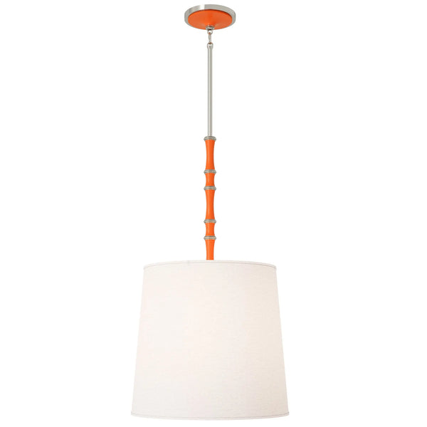 Pumpkin painted aluminum pendant light with polished nickel accents, Ascot White — Kane Grande by Robert Abbey