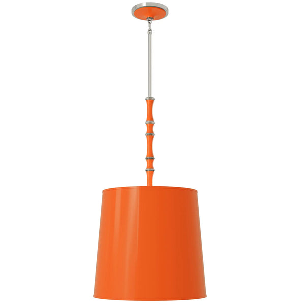 Pumpkin painted aluminum pendant light with polished nickel accents, Pumpkin Painted Shade — Kane Grande by Robert Abbey