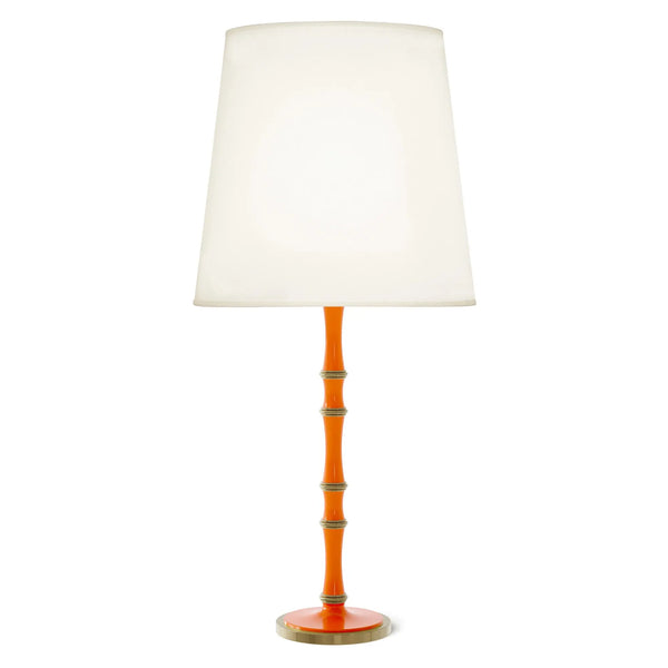Pumpkin painted aluminum table lamp with modern brass accents, Fondine — Kane Grande by Robert Abbey