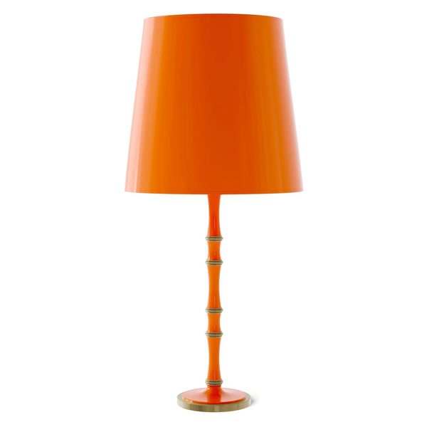 Pumpkin painted aluminum table lamp with modern brass accents, Pumpkin Painted Shade — Kane Grande by Robert Abbey
