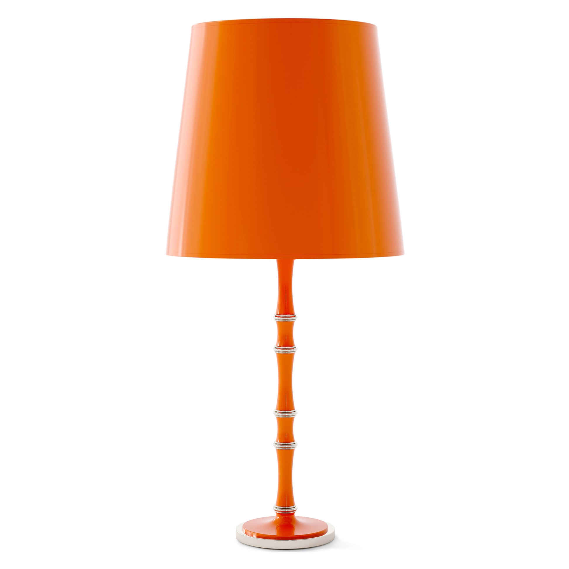 Pumpkin painted aluminum table lamp with polished nickel accents, Pumpkin Painted Shade — Kane Grande by Robert Abbey