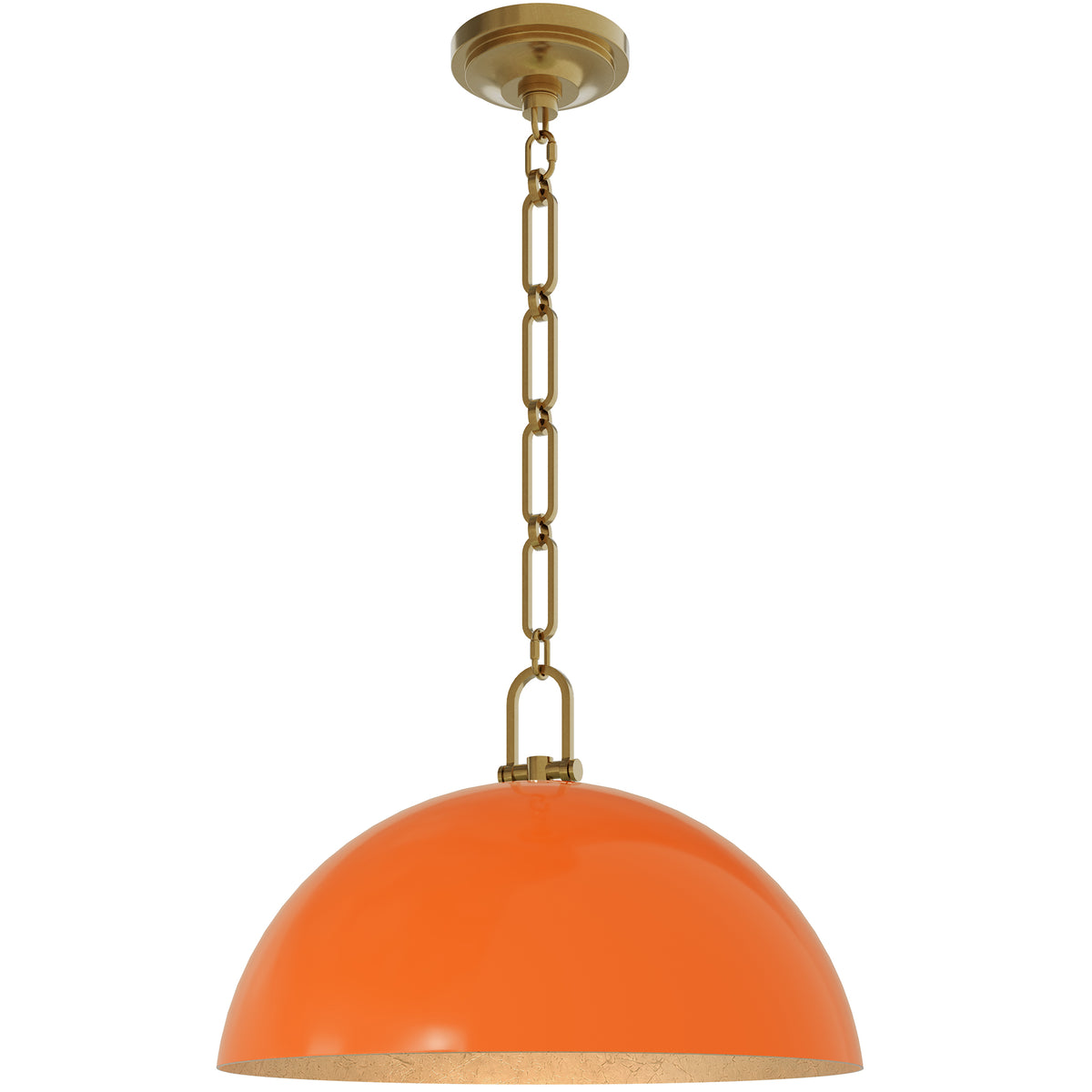 Anderson 18" Dome Pendant in Pumpkin with Lacquered Burnished Brass