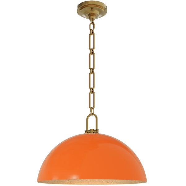Anderson 18" Dome Pendant in Pumpkin with Lacquered Burnished Brass