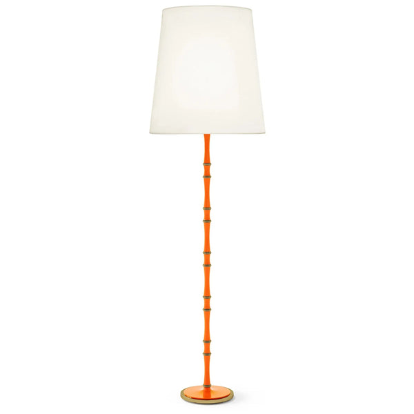 Pumpkin painted aluminum floor lamp with modern brass accents, Fondine — Kane Grande by Robert Abbey
