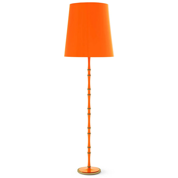 Pumpkin painted aluminum floor lamp with modern brass accents, Pumpkin Painted Shade — Kane Grande by Robert Abbey