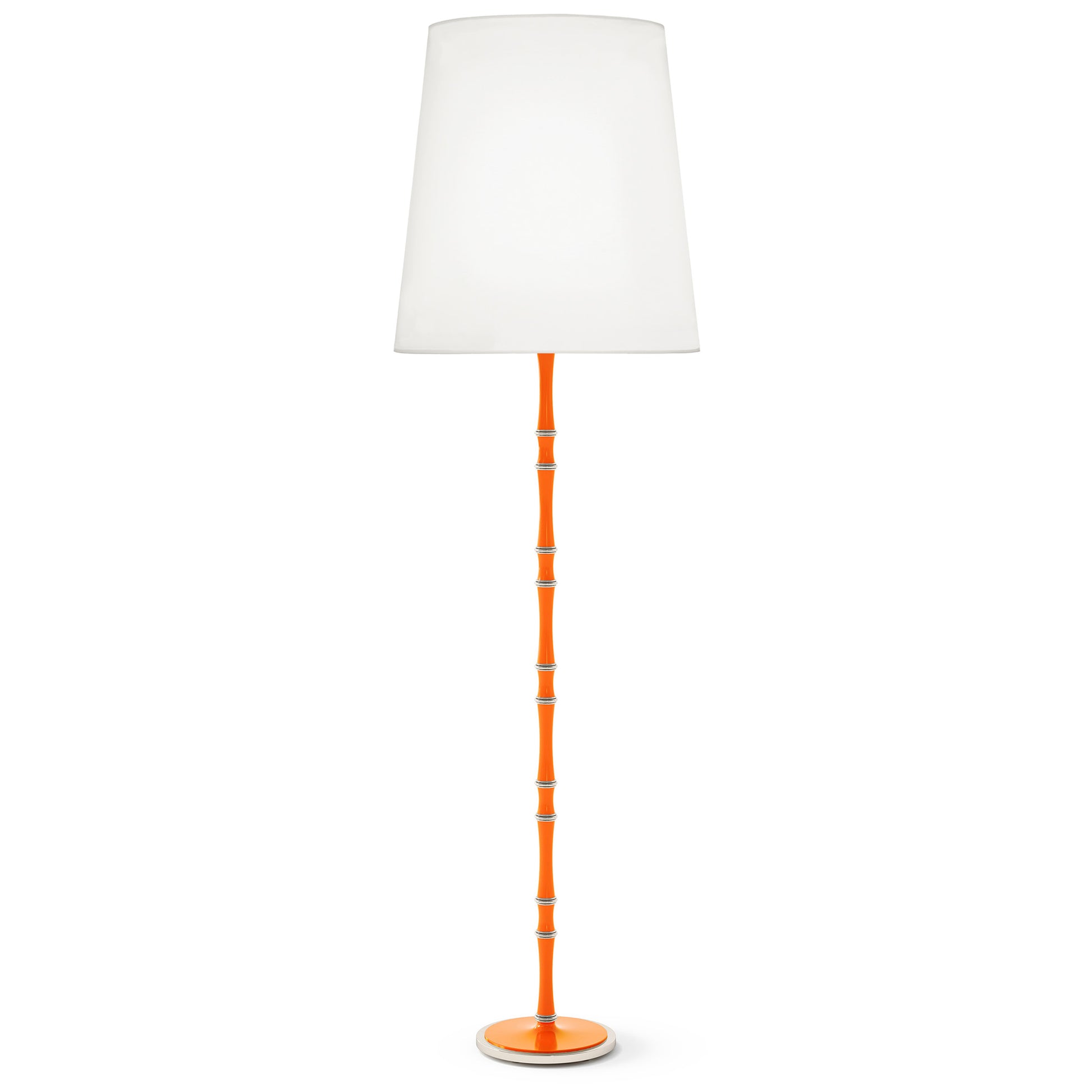 Pumpkin painted aluminum floor lamp with polished nickel accents, Ascot White — Kane Grande by Robert Abbey