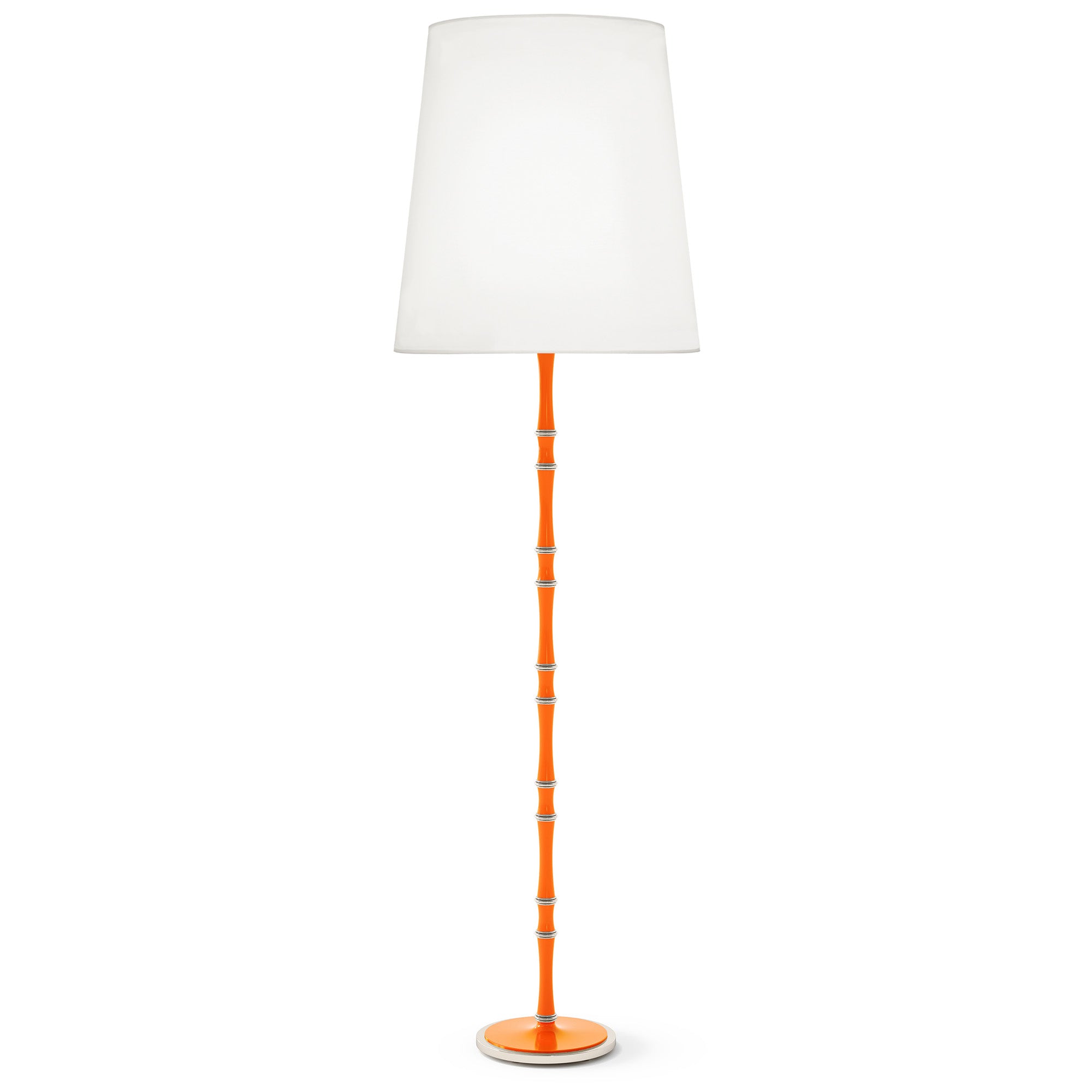 Pumpkin painted aluminum floor lamp with polished nickel accents, Ascot White — Kane Grande by Robert Abbey