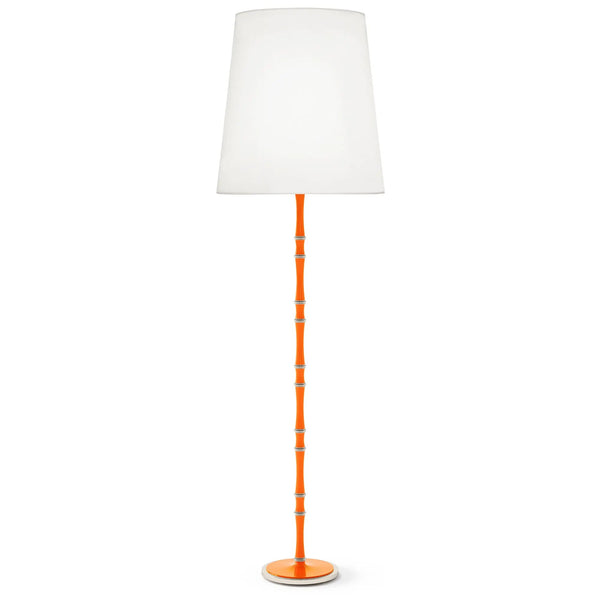 Pumpkin painted aluminum floor lamp with polished nickel accents, Ascot White — Kane Grande by Robert Abbey