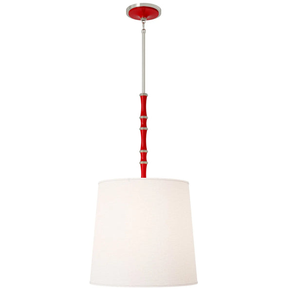 Ruby Red painted aluminum pendant light with polished nickel accents, Ascot White — Kane Grande by Robert Abbey