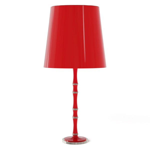 Ruby Red painted aluminum table lamp with polished nickel accents, Ruby Red Painted Shade — Kane Grande by Robert Abbey