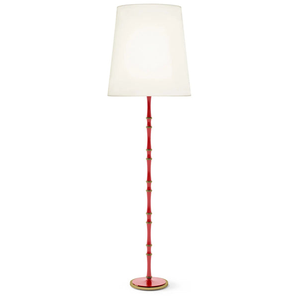 Ruby Red painted aluminum floor lamp with modern brass accents, Fondine — Kane Grande by Robert Abbey