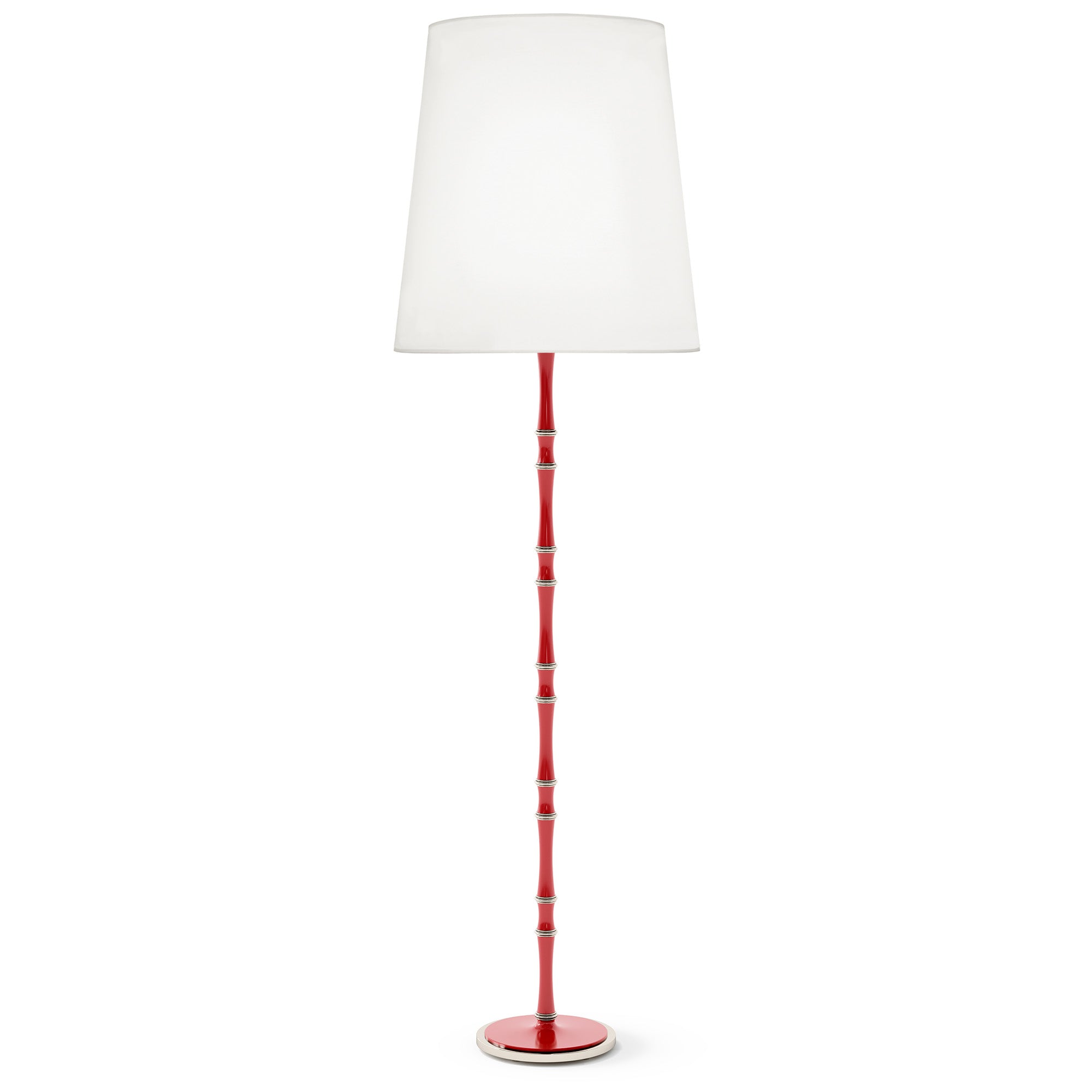 Ruby Red painted aluminum floor lamp with polished nickel accents, Ascot White — Kane Grande by Robert Abbey