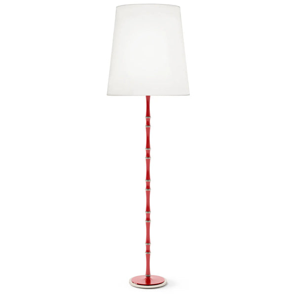 Ruby Red painted aluminum floor lamp with polished nickel accents, Ascot White — Kane Grande by Robert Abbey