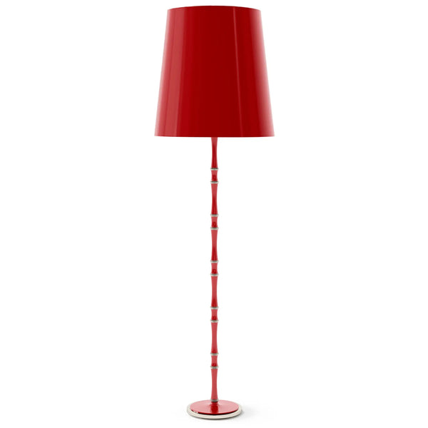 Ruby Red painted aluminum floor lamp with polished nickel accents, Ruby Red Painted Shade — Kane Grande by Robert Abbey