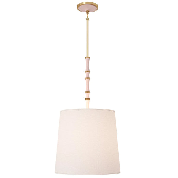 Rose Water painted aluminum pendant light with modern brass accents, Fondine — Kane Grande by Robert Abbey