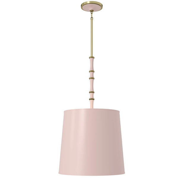 Rose Water painted aluminum pendant light with modern brass accents, Rose Water Painted Shade — Kane Grande by Robert Abbey