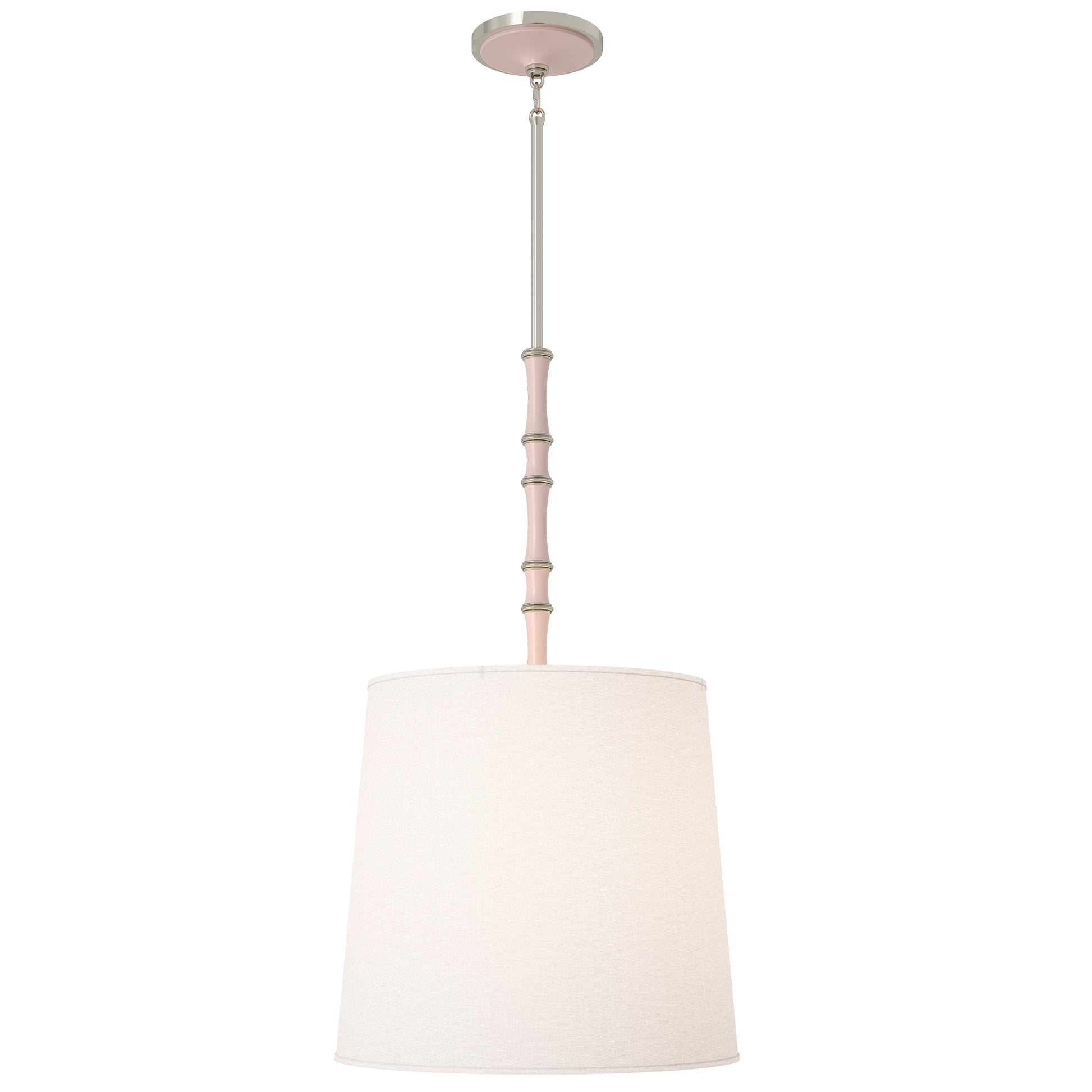 Rose Water painted aluminum pendant light with polished nickel accents, Ascot White — Kane Grande by Robert Abbey