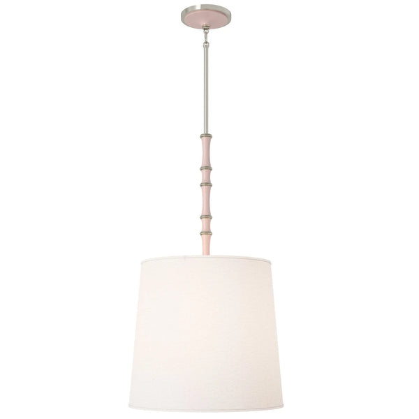 Rose Water painted aluminum pendant light with polished nickel accents, Ascot White — Kane Grande by Robert Abbey