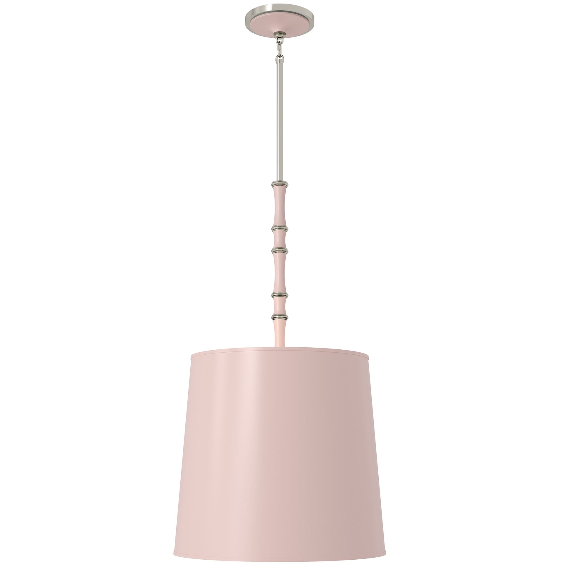 Rose Water painted aluminum pendant light with polished nickel accents, Rose Water Painted Shade — Kane Grande by Robert Abbey